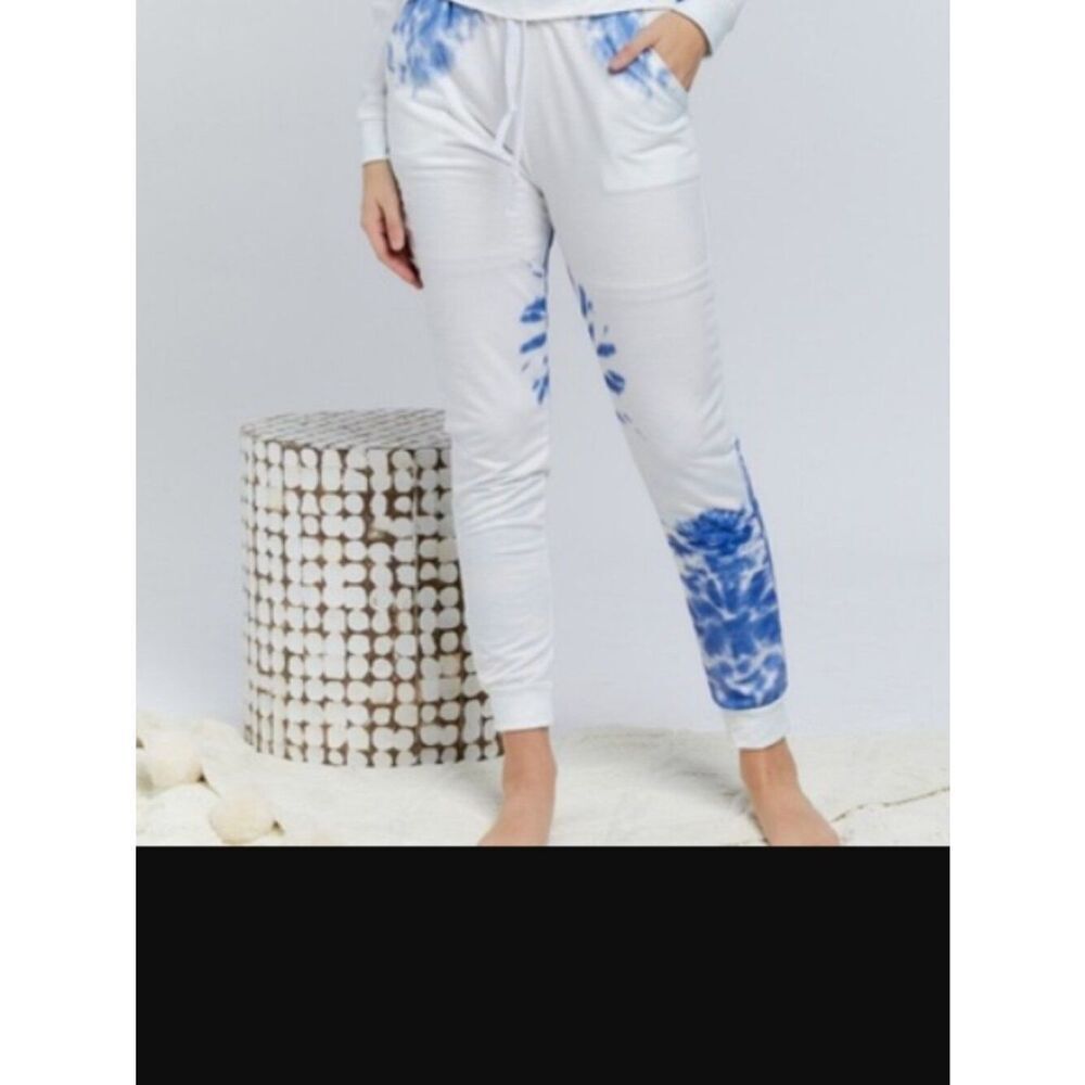 NWT Davi & Dani Blue Tie Dye Jogger Pants | Size 3XL